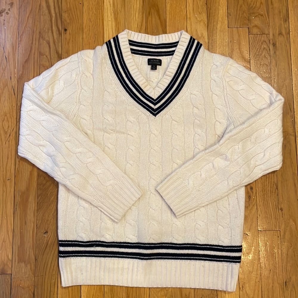 J.Crew 100% Cashmere V-Neck Cricket Sweater